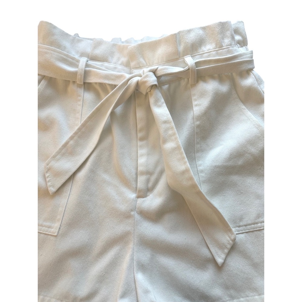 BB Dakota Steve Madden Shorts Women M White Paperbag Waist Coastal Quiet Luxury - Picture 3 of 9
